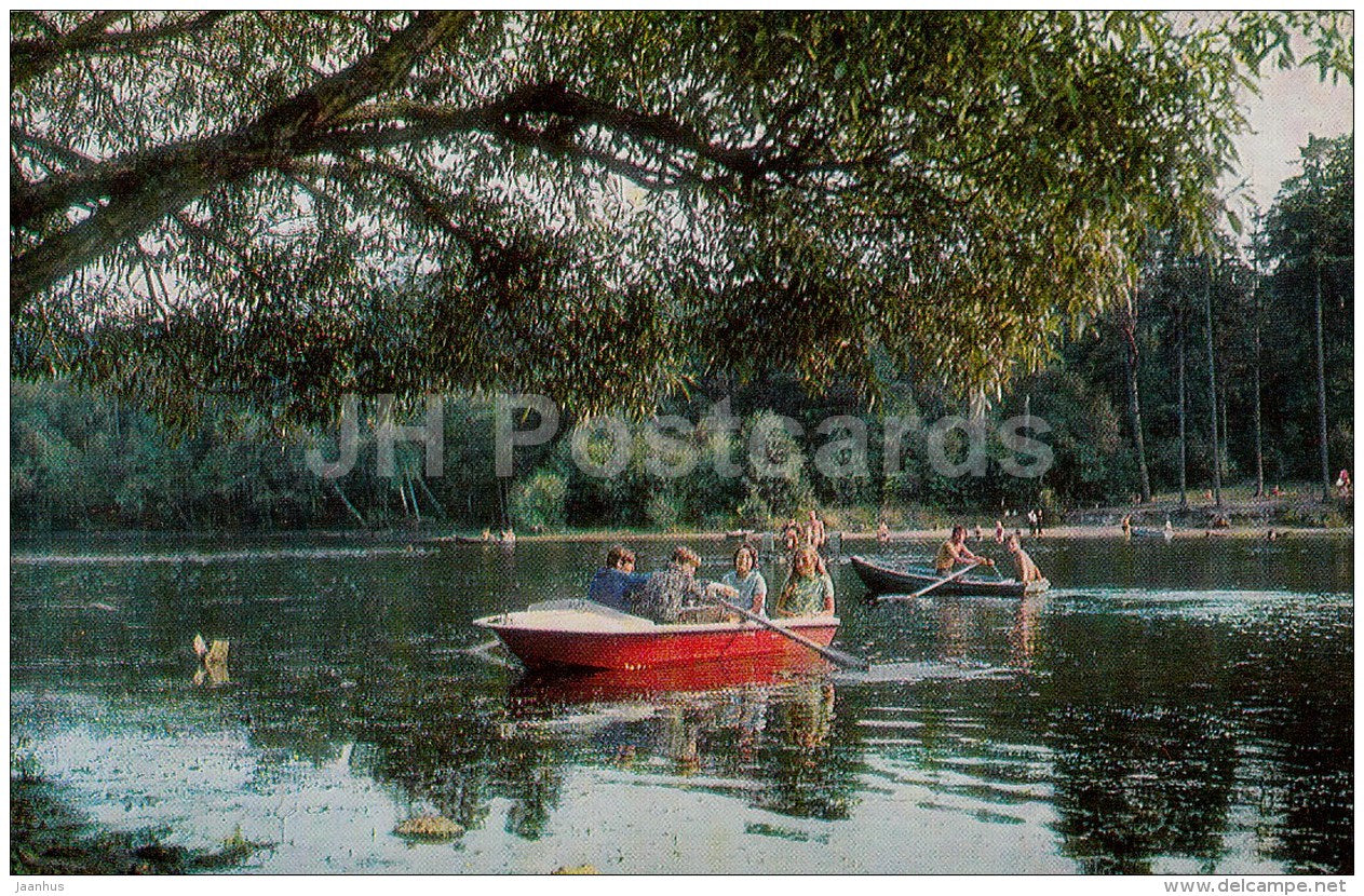 lake Tikhoye - boat - Svetlogorsk - 1972 - Russia USSR - unused - JH Postcards