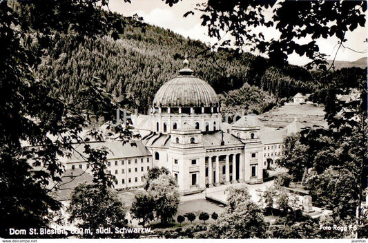 Dom St Blasien 800 m - sudl Schwarzwald - cathedral - old postcard - 1956 - Germany - used - JH Postcards