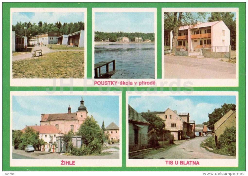 Poustky - outdoor school - Zihle - Tis U Blatna - Czechoslovakia - Czech - used - JH Postcards