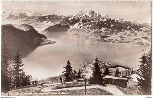 Rigi-Kanzeli - Blick auf Vierwaldstattersee & Alpen - 9389 - Switzerland - 1954 - used - JH Postcards