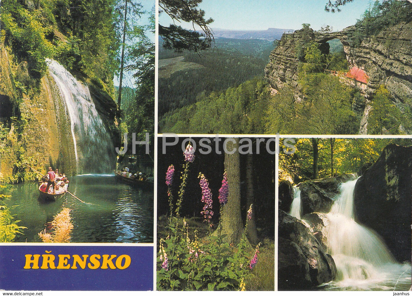 Hrensko - nature views - waterfall - multiview - Czechoslovakia - Czech Republic - used - JH Postcards