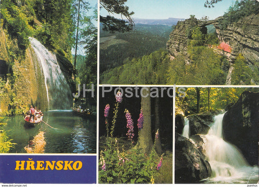 Hrensko - nature views - waterfall - multiview - Czechoslovakia - Czech Republic - used - JH Postcards