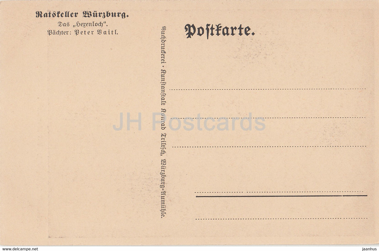 Ratskeller Würzburg - Das Herenloch - alte Postkarte - 1920er Jahre - Deutschland - unbenutzt