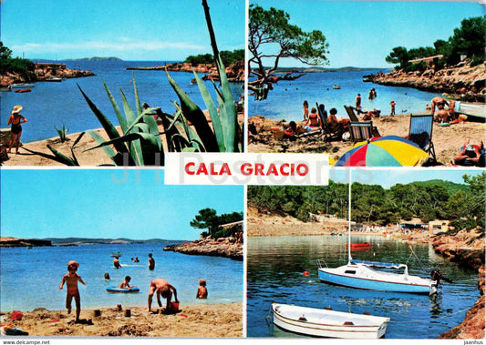 San Antonio Abad - Ibiza - Baleares - Cala Gracio - multiview - boat - 398 - Spain - unused - JH Postcards