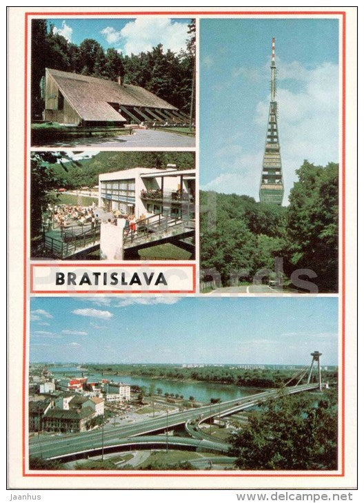 Bratislava - Koliba Expo TV Tower with a café on chamois - restaurant Snezienka - Czechoslovakia - Slovakia - unused - JH Postcards