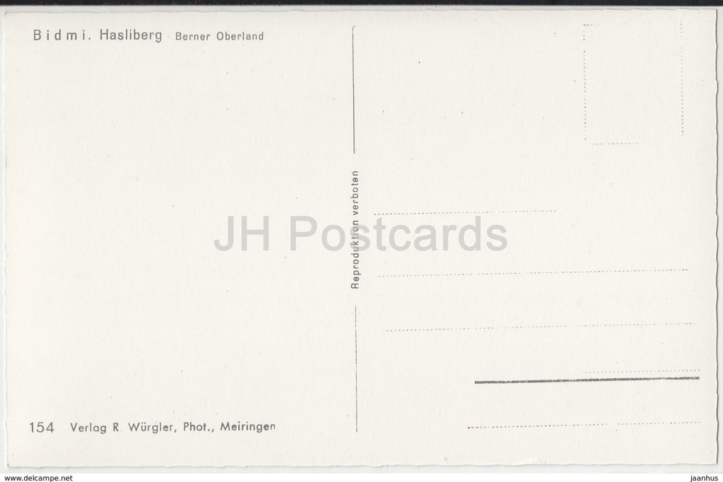 Bidmi - Hasliberg - Berner Oberland - 154 - Switzerland - old postcard - unused