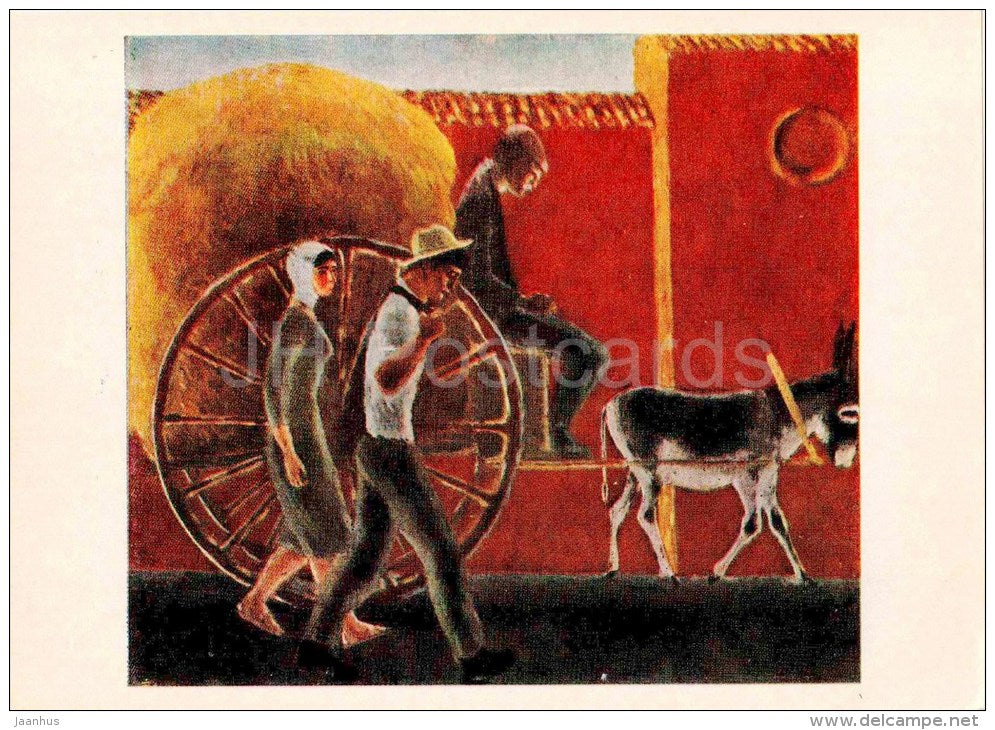 painting by Z. Nizharadze - Travel in Italy - donkey - russian art - unused - JH Postcards