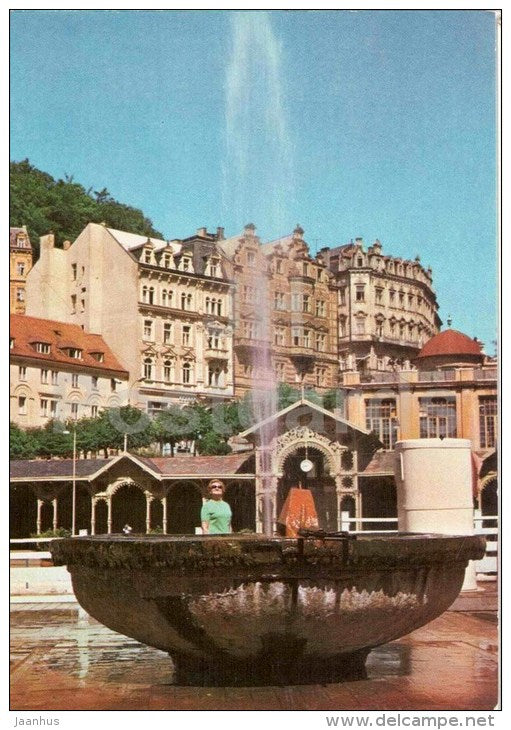 Karlovy Vary - Karlsbad - spa - Vridlo spring - fountain - Czechoslovakia - Czech - unused - JH Postcards