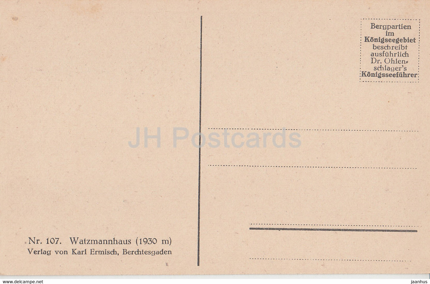 Watzmannhaus 1930 m - 107 - alte Postkarte - Deutschland - unbenutzt