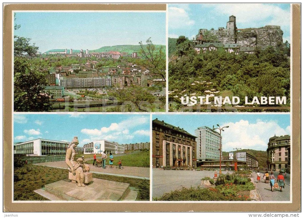 Usti nad Labem - Strekov castle - school - Peace square - Czechoslovakia - Czech - used - JH Postcards