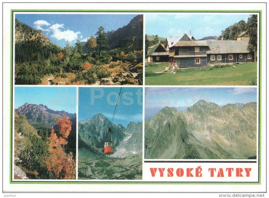 Cable Car - Mountains - Vysoke Tatry - High Tatras - Czechoslovakia - Slovakia - used 1989 - JH Postcards