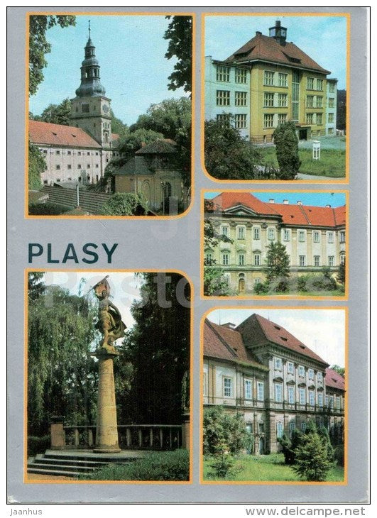 Plasy - monastery - architecture - town views - Czechoslovakia - Czech - used 1988 - JH Postcards