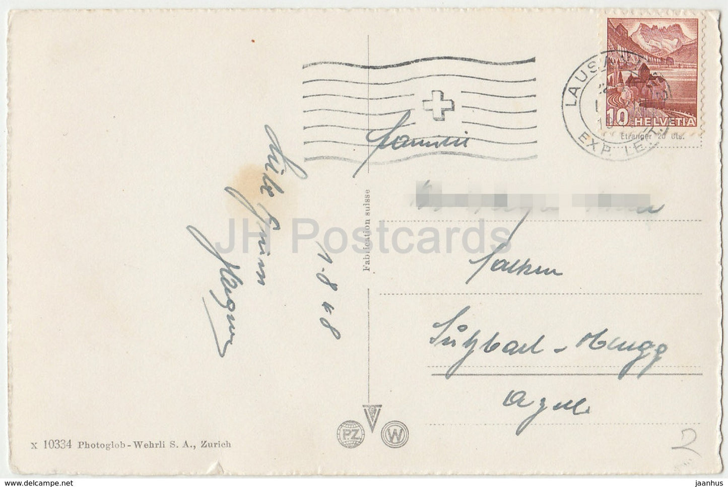 Lausanne - Le Chateau - Schloss - altes Auto - 10334 - Schweiz - 1948 - gebraucht