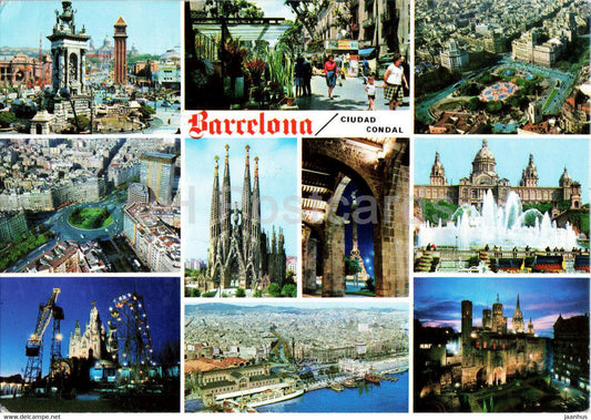 Barcelona - Plaza Espana - Ramblas  - Plaza de Cataluna - multiview - 36 - Spain - used - JH Postcards