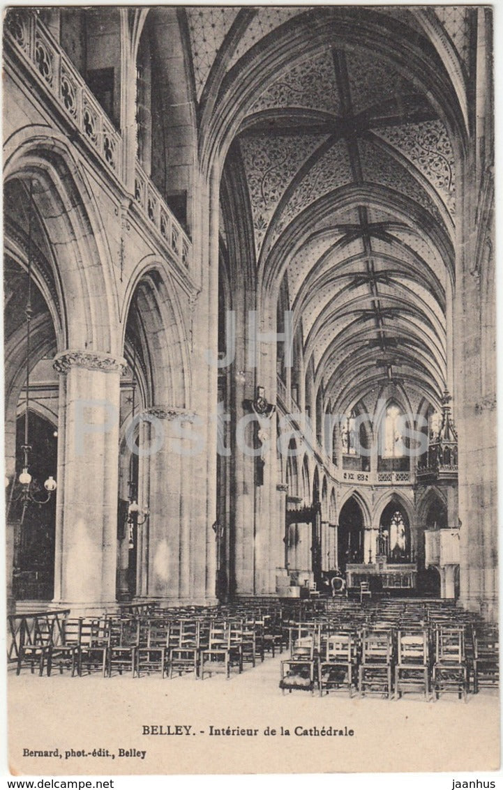 Belley - Interieur de La Cathedrale - cathedral - 1919 - old postcard - France - unused - JH Postcards