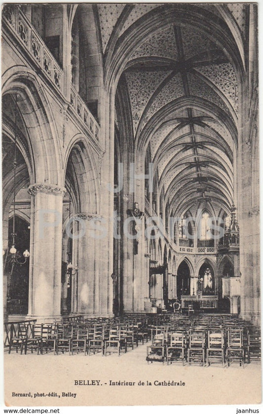 Belley - Interieur de La Cathedrale - cathedral - 1919 - old postcard - France - unused - JH Postcards