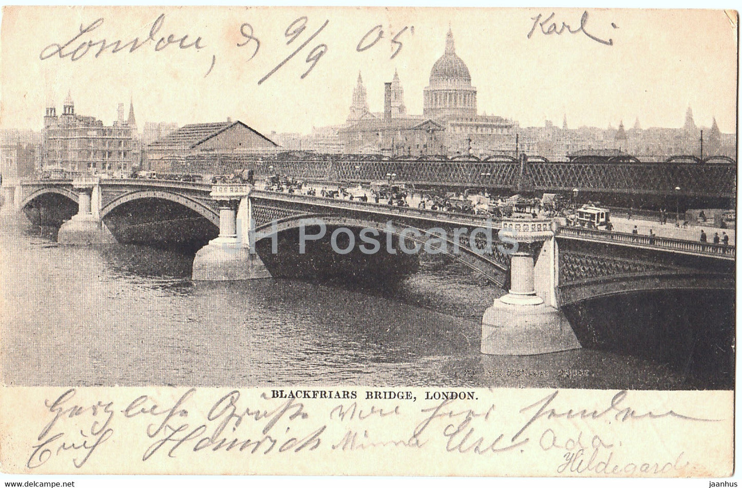 London - Blackfriars Bridge - old postcard - 1905 - England - United Kingdom - used - JH Postcards