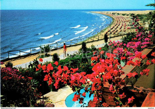 Vista parcial Playa des Ingles - Gran Canaria - beach - 1984 - Spain - used - JH Postcards