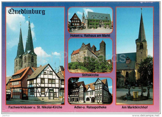 Quedlinburg am Harz - Fachwerkstadt - St. Nikolai-Kirche - Stiftskirche - Marktkirchhof - Germany - 1997 gelaufen - JH Postcards