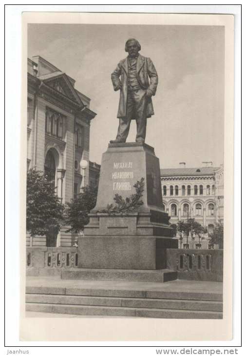 Monument to russian composer M. Glinka - Leningrad - St. Petersburg - 1955 - Russia USSR - unused - JH Postcards