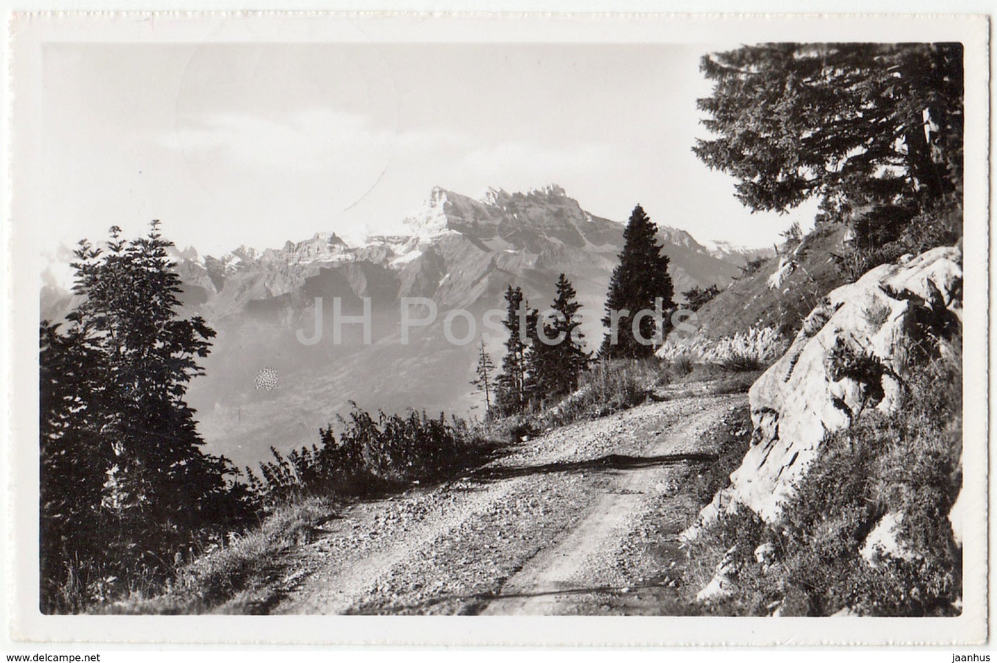 Leysin - Les Dents du Midi et le Mont Blanc - 754 - multiview - Switzerland - 1958 - used - JH Postcards