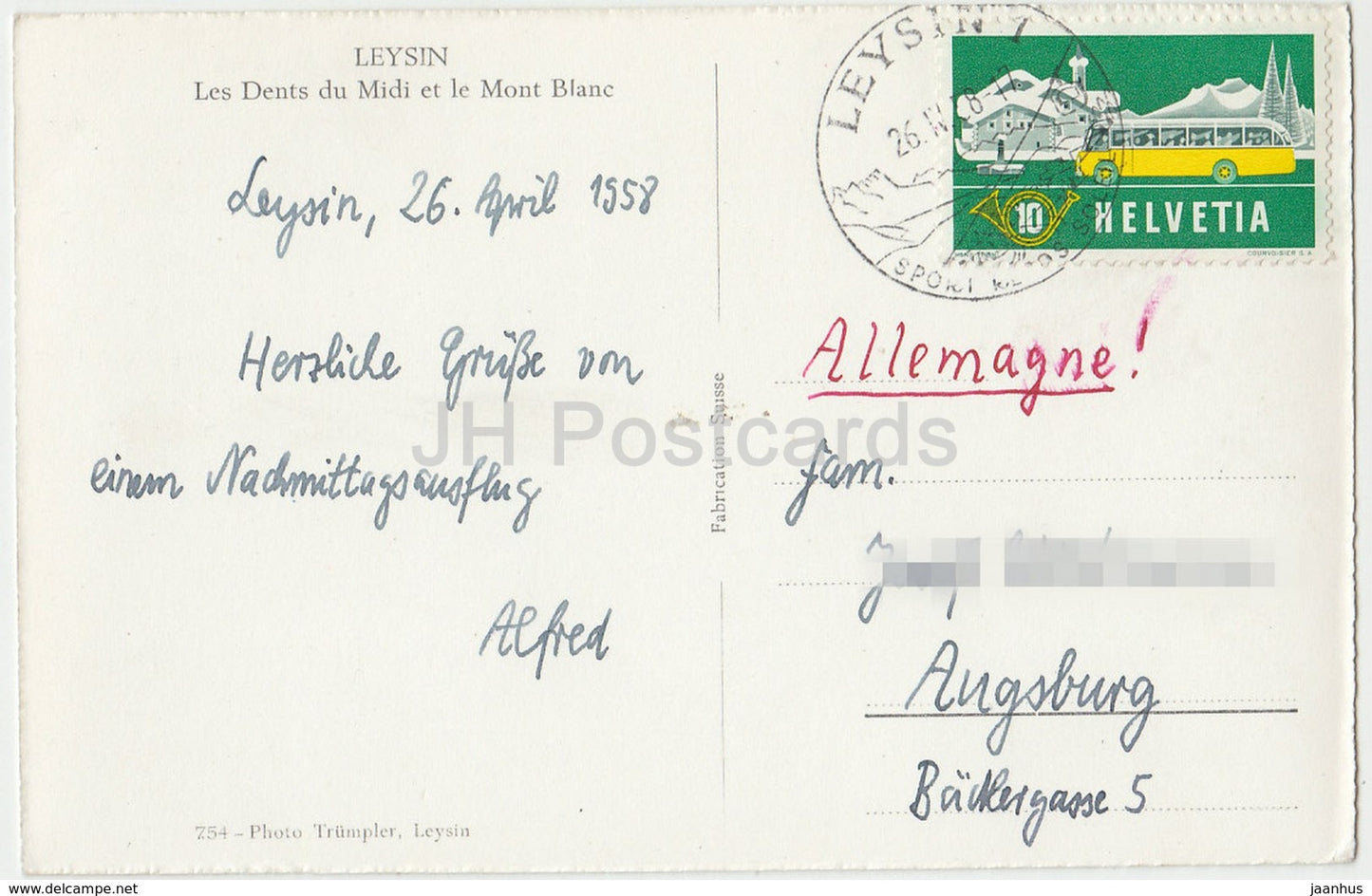 Leysin - Les Dents du Midi et le Mont Blanc - 754 - multiview - Switzerland - 1958 - used