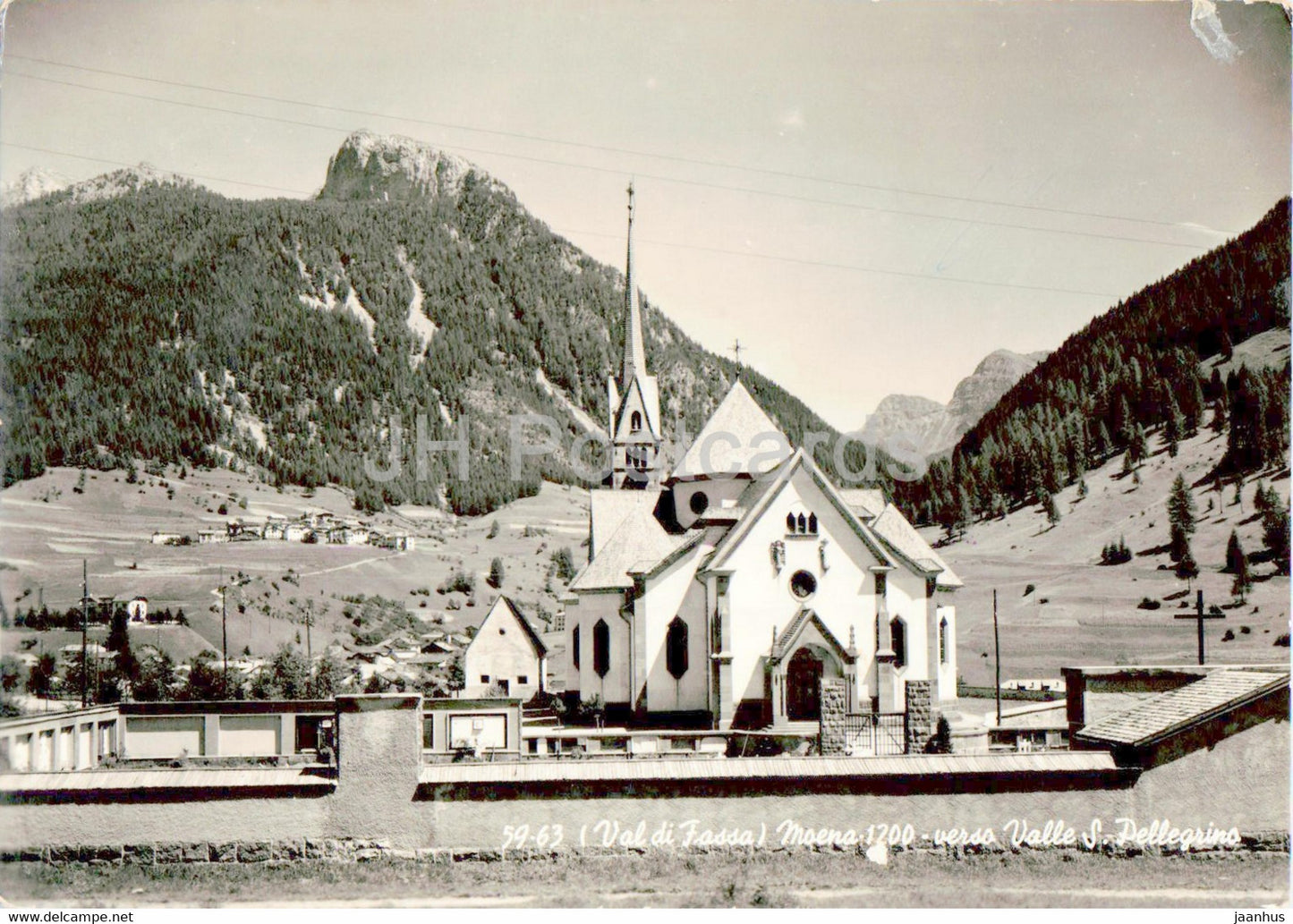 Val di Fassa - Moena 1200 - verso Valle S Pellegrino - church - old postcard - 1958 - Italy - used - JH Postcards