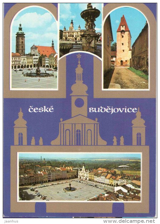 Ceske Budejovice - Zizka square - Czechoslovakia - Czech - unused - JH Postcards