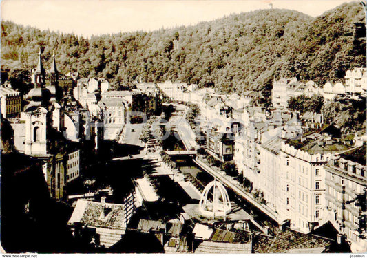 Karlovy Vary - Pohled na lazenskou ctvrt - View of the Spa - old postcard - Czech Republic - Czechoslovakia - unused - JH Postcards