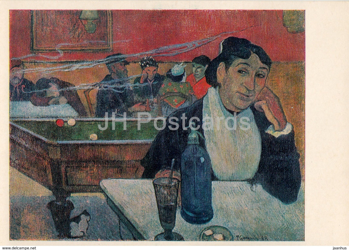 painting by Paul Gauguin - Cafe in Arles - billiard - French art - 1973 - Russia USSR - used - JH Postcards