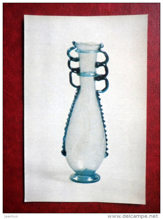 Flask with figured handles , Syria , 3rd century AD - Antique Glass - 1974 - Russia USSR - unused - JH Postcards