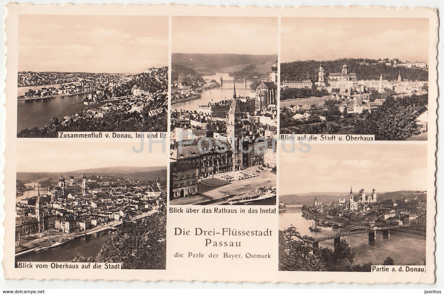 Die Drei Flussestadt Passau - Rathaus - Zusammenfluss - 152 - old postcard - Germany - unused - JH Postcards