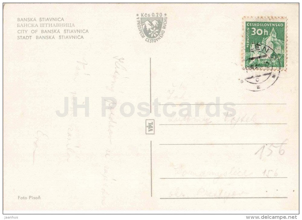 Banska Stiavnica - city - Czechoslovakia - Slovakia - used 1961 - JH Postcards