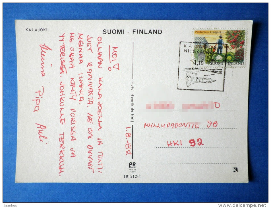 Greetings from Kalajoki - beach - special cancellation - circulated in Finland 1982 , Kalajoki - Finland - used - JH Postcards