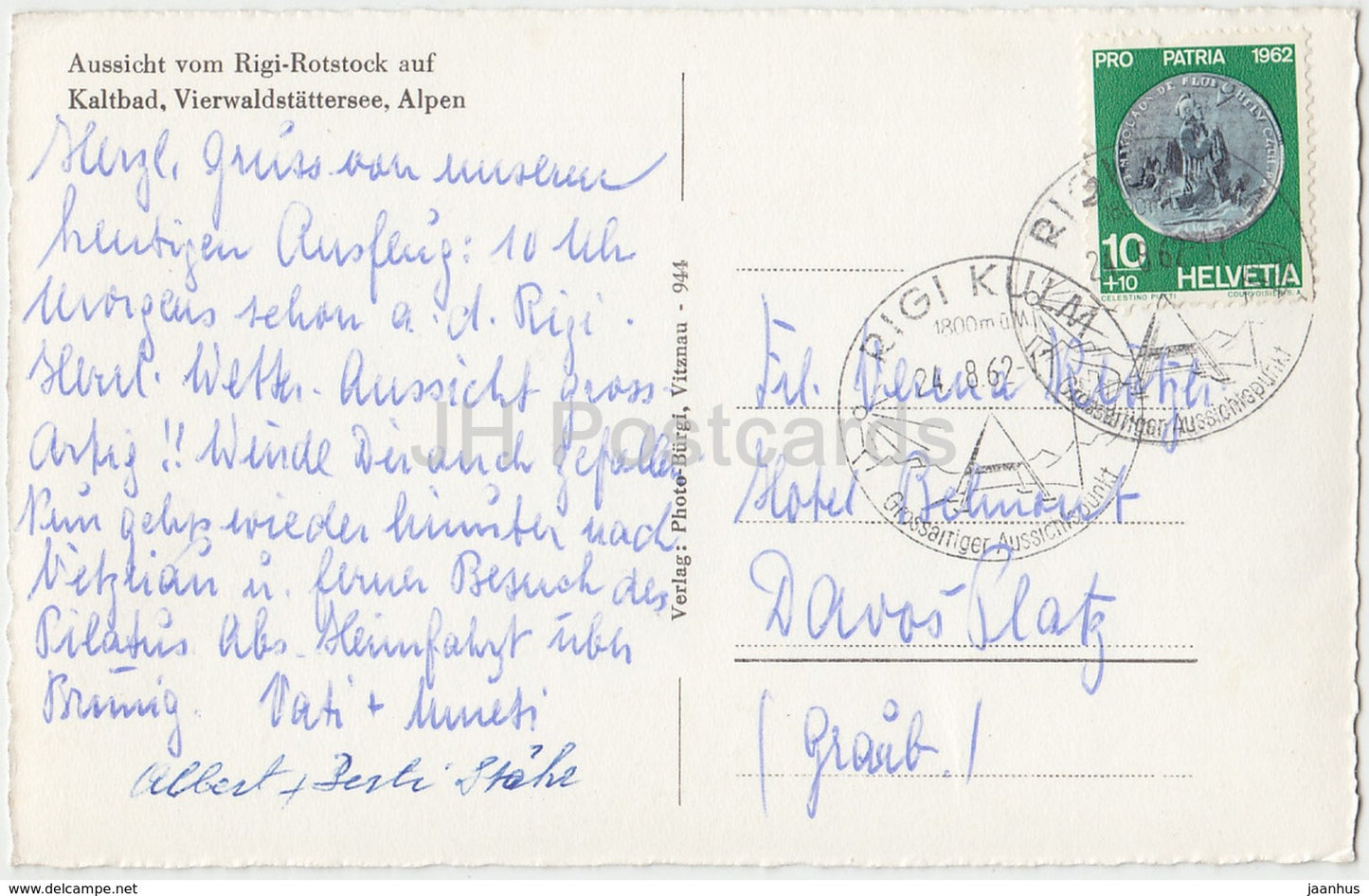 Rigi - Aussicht vom Rigi-Rotstock auf Kaltbad - Vierwaldstattersee - Alpen - 944 - Switzerland - 1962 - used