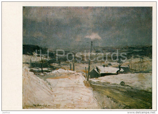 painting by E. Kalnins - Winter , 1942 - Latvian art - 1986 - Russia USSR - unused - JH Postcards