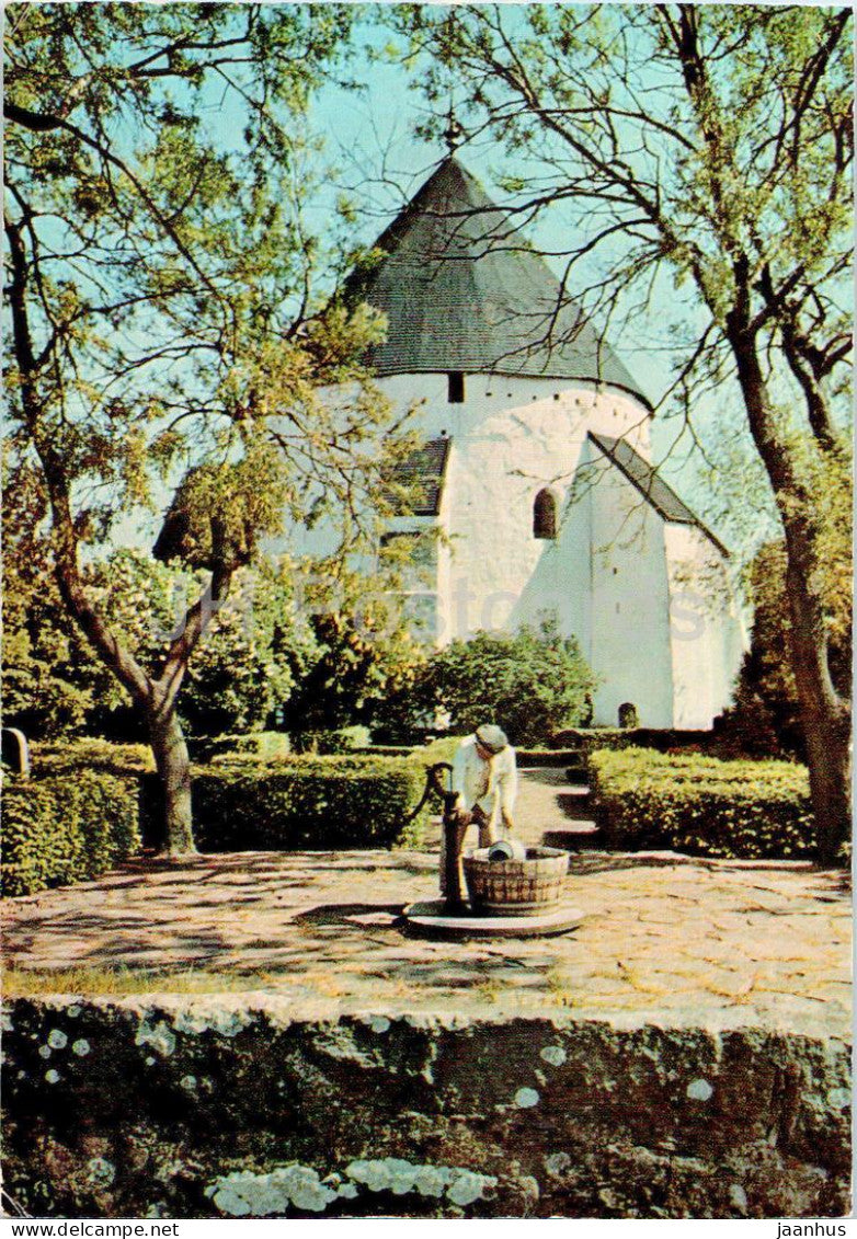 Bornholm - Osterlars Rundkirke - well - round church - 1973 - Denmark - used - JH Postcards