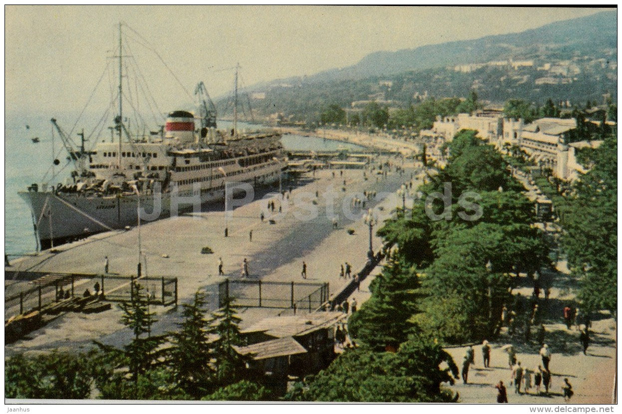 marine port - passenger ship - Yalta - Crimea - 1968 - Ukraine USSR - unused - JH Postcards