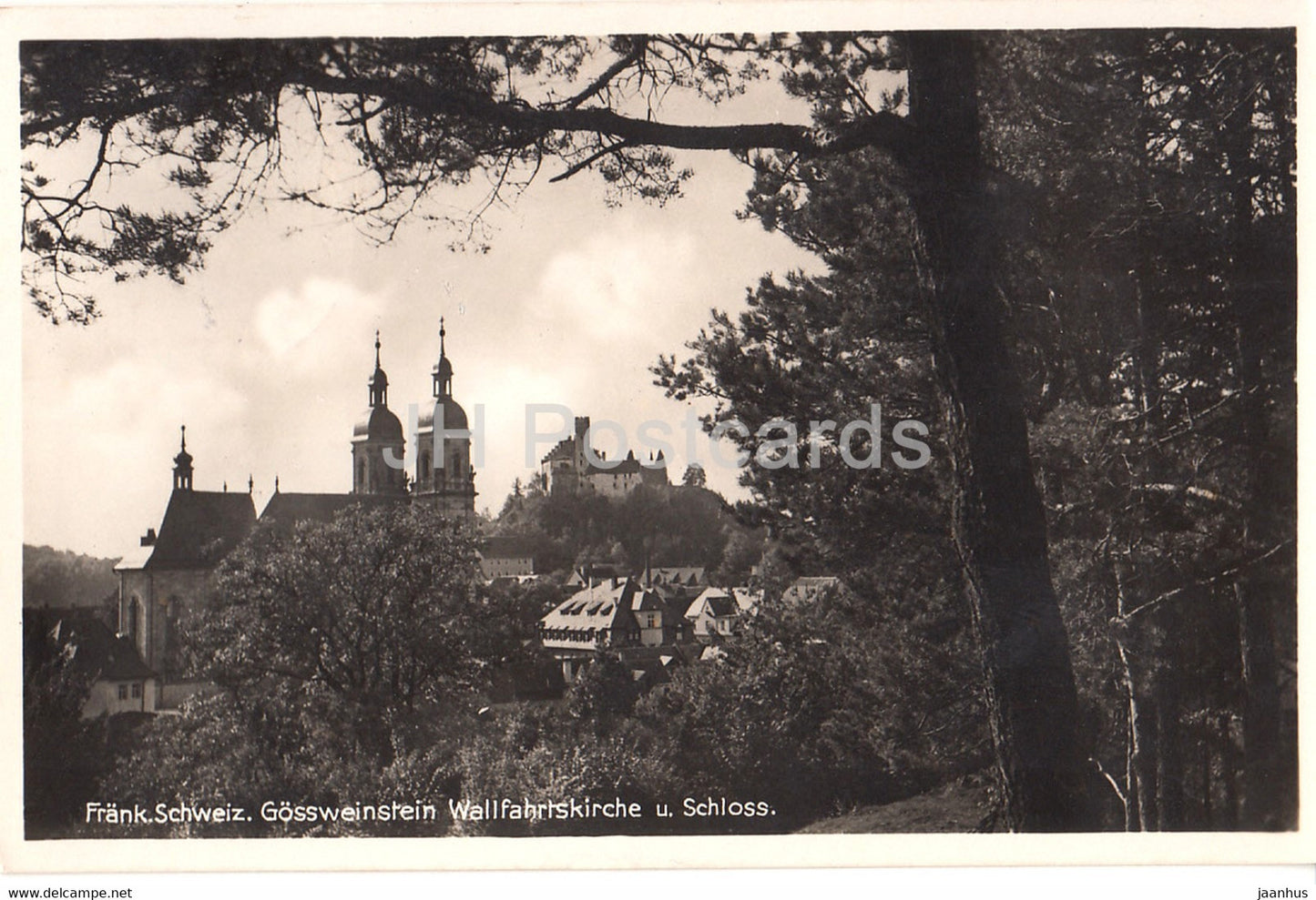 Frank Schweiz - Gossweinstein Wallfahrtskirche u Schloss - old postcard - 1938 - Germany - used - JH Postcards