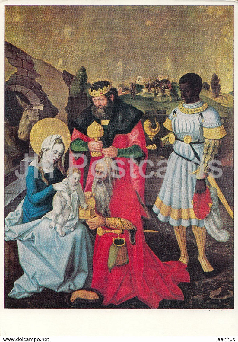 painting by Hans Baldung Grien - Anbetung der Konige - German art - Germany - unused - JH Postcards