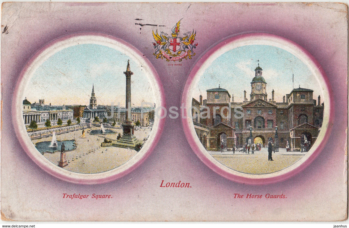 London - Trafalgar Square - The Horse Guards - old postcard - 1909 - England - United Kingdom - used - JH Postcards