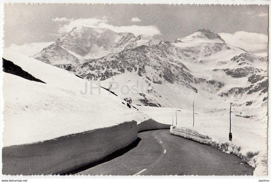 Simplonstrasse im Winter mit Fletschhorn 4001 m - 1 - Switzerland - old postcard - unused - JH Postcards