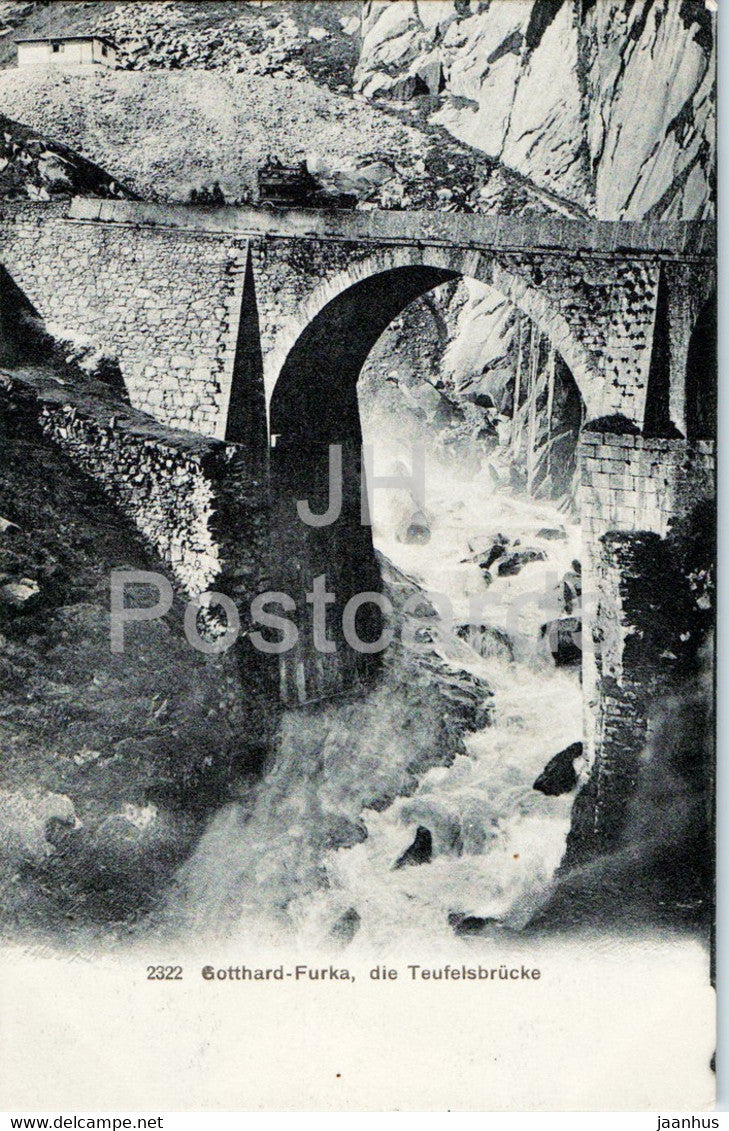 Gotthard Furka - Die Teufelsbrucke - 2322 - old postcard - 1909 - Switzerland- used - JH Postcards