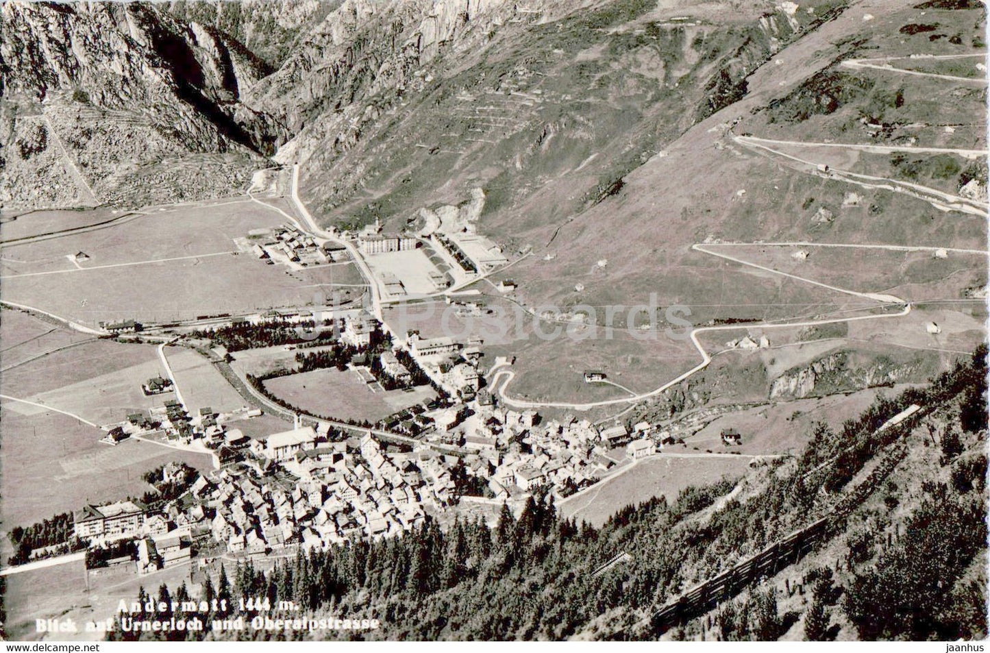 Andermatt 1444 m - Blick auf Urnerloch und Oberalpstrasse - 2210 - old postcard - Switzerland - unused - JH Postcards