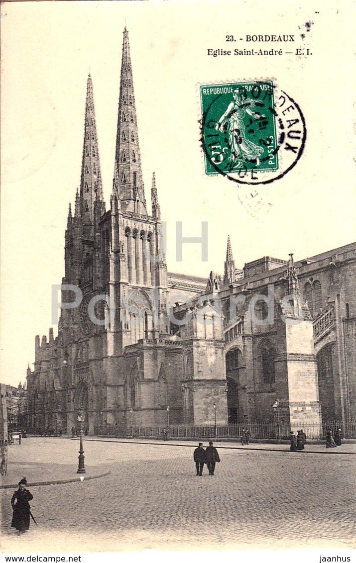 Bordeaux - Eglise Saint Andre - church - 23 - old postcard - 1909 - France - used - JH Postcards