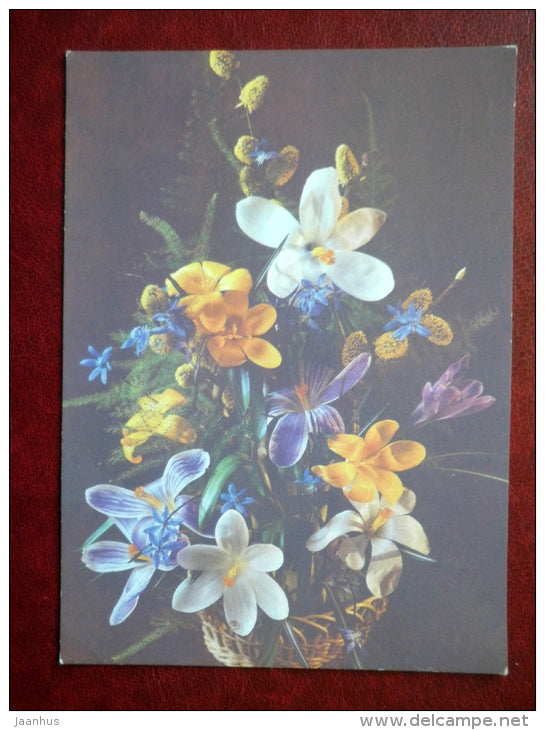 Greeting Card - flowers composition - 1988 - Russia USSR - used - JH Postcards