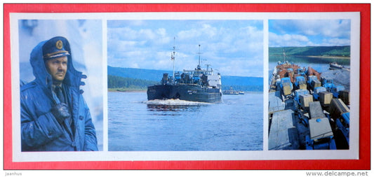 tractor - captain - ship - Lena river - 1982 - USSR Russia - unused - JH Postcards