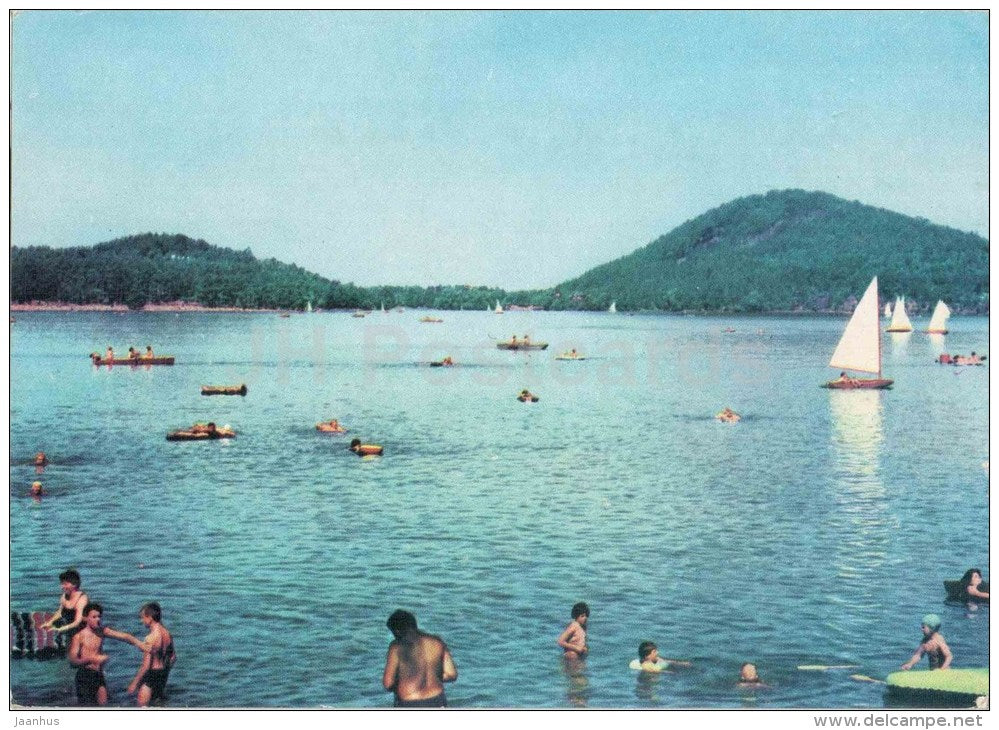 Machovo jezero - Macha lake - sailing boat - beach - Czechoslovakia - Czech - unused - JH Postcards