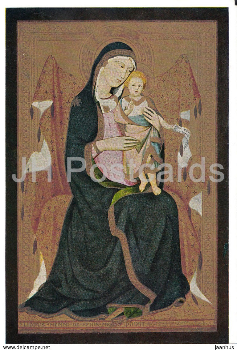 painting by Lippo Memmi - Thronende Madonna mit dem Kinde - Italian art - Germany DDR - unused - JH Postcards