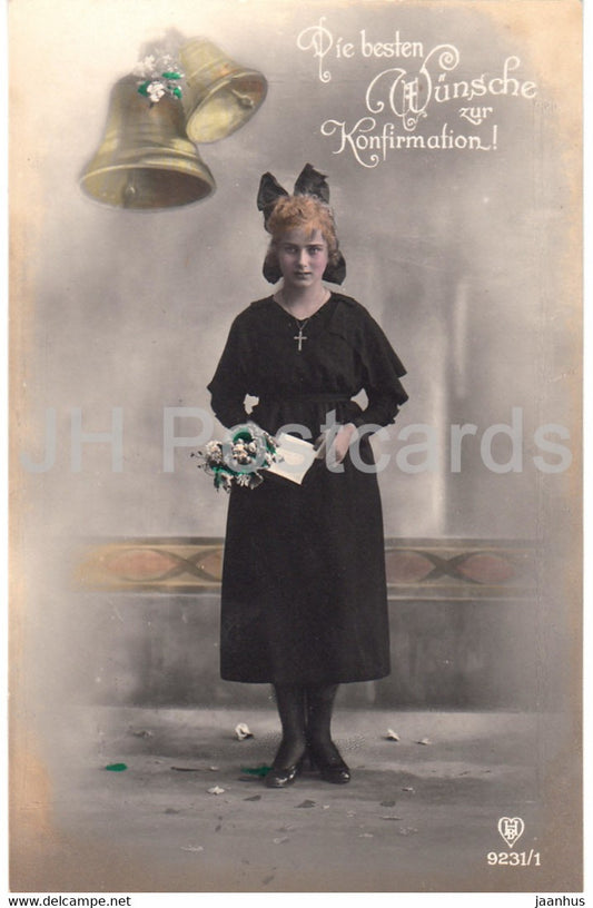 Greeting Card - Die Besten Wunsche zur Konfirmation - young woman - HB 9231/1 - old postcard - 1926 - Germany - used - JH Postcards